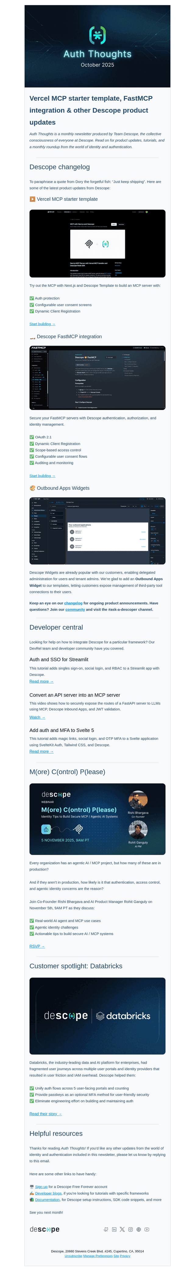 Descope email from Fri, Oct 31, 2025