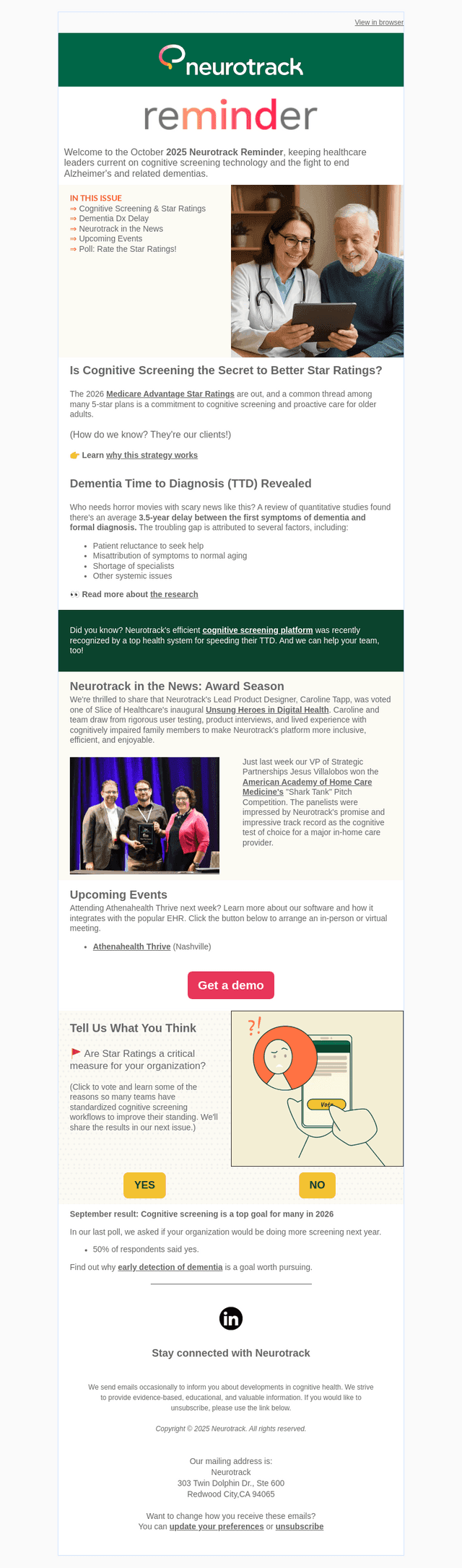 Neurotrack email from Fri, Oct 31, 2025
