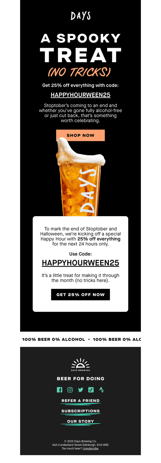 Happy Hourween: 25% off everything 👻
