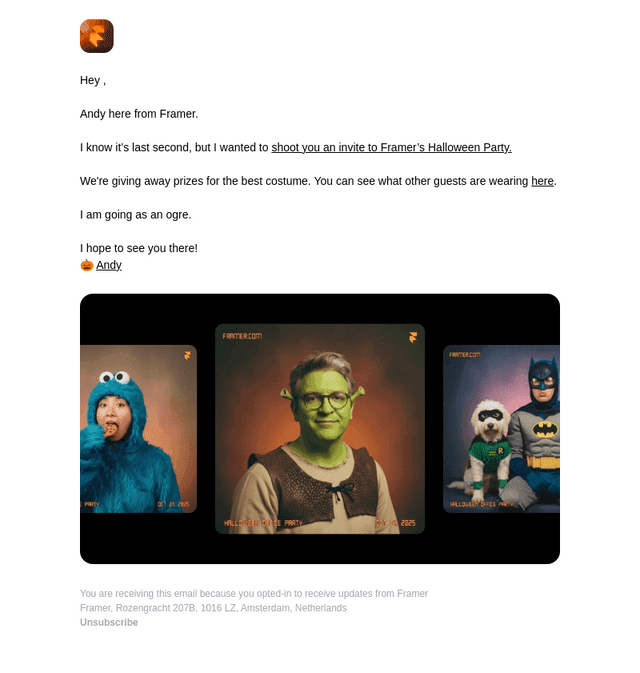 Invite to Framer’s Halloween Party