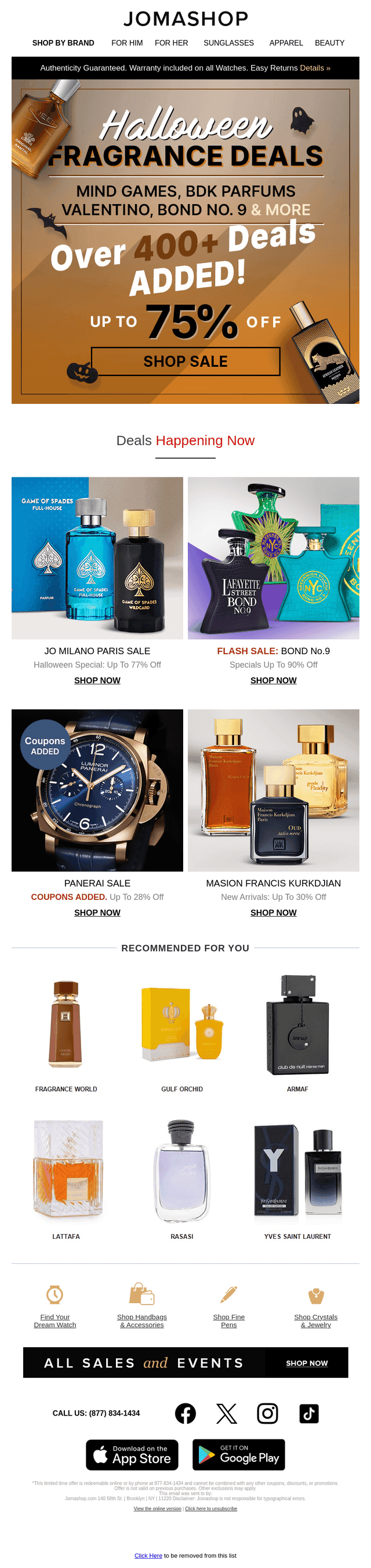 Jomashop email from Fri, Oct 31, 2025
