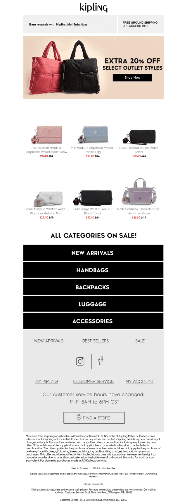 Happening Now: Extra 20% Off Outlet Styles!