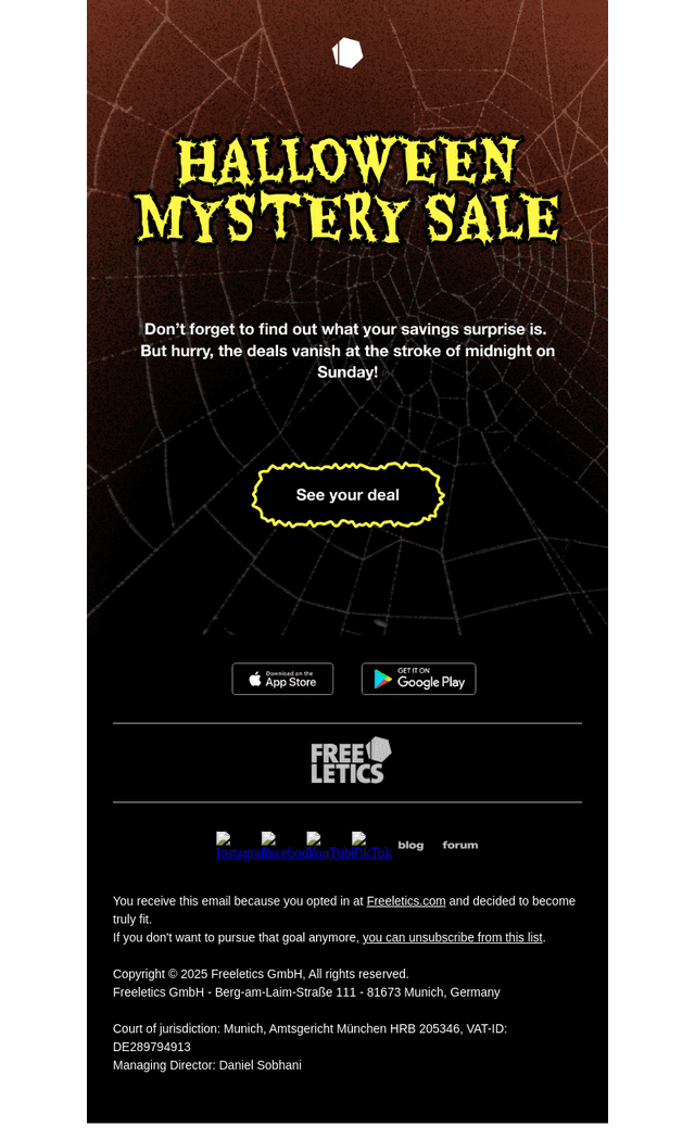 Freeletics email from Sat, Nov 1, 2025
