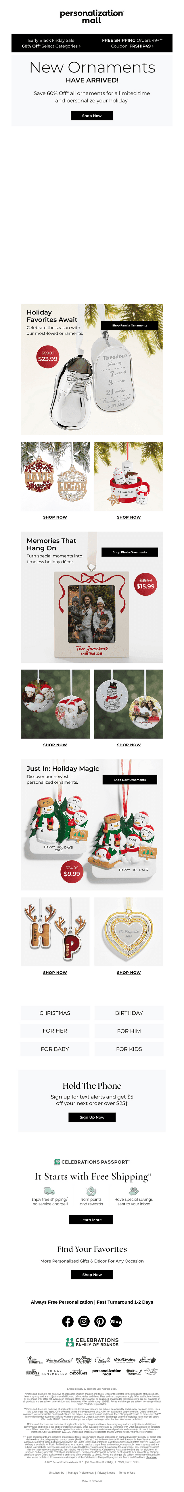 60% Off Ornaments - The Best Personalized Gift