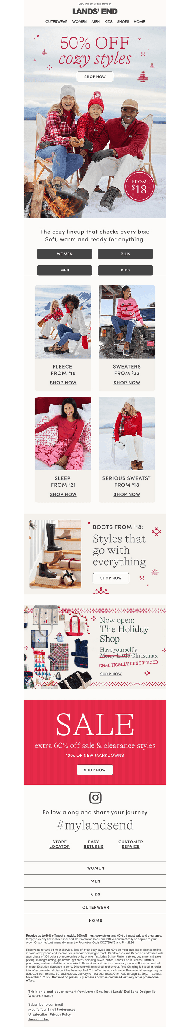 50% off cozy styles that keep it 💯