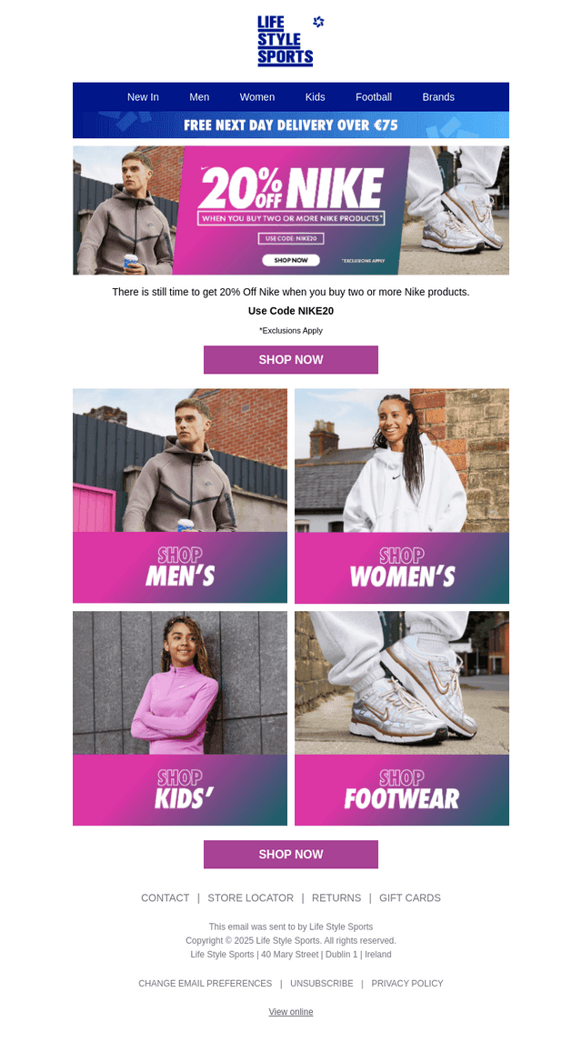 Use Code NIKE20 for 20% Off Nike 🔥