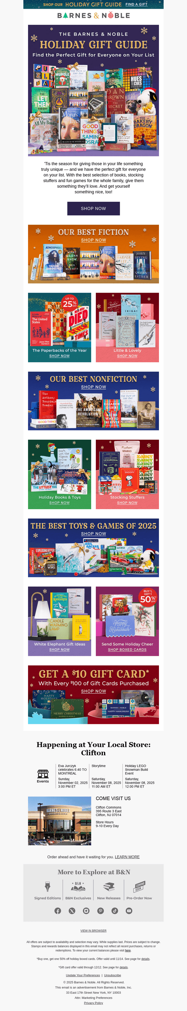 Barnes & Noble email from Sun, Nov 2, 2025