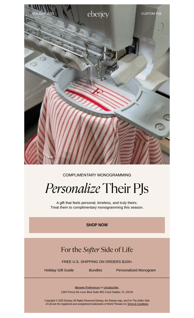 Complimentary PJ Monogramming
