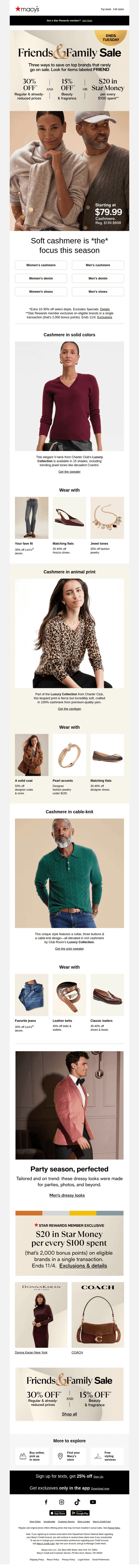 100% cashmere starting at $79.99