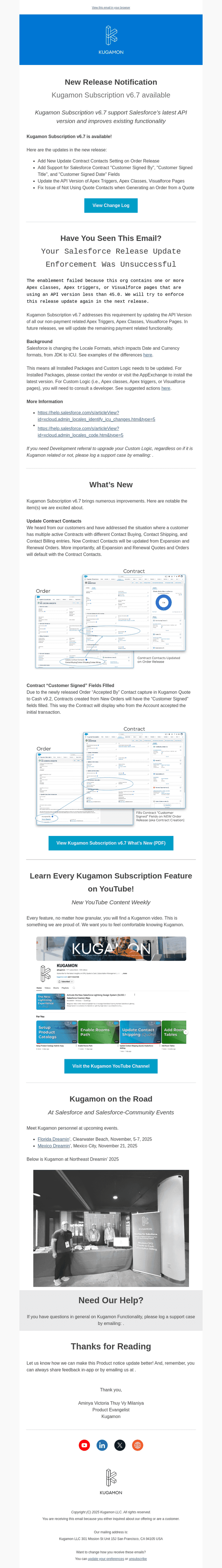 Kugamon email from Mon, Nov 3, 2025