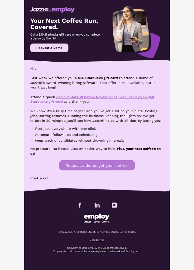 Employ email from Mon, Nov 3, 2025