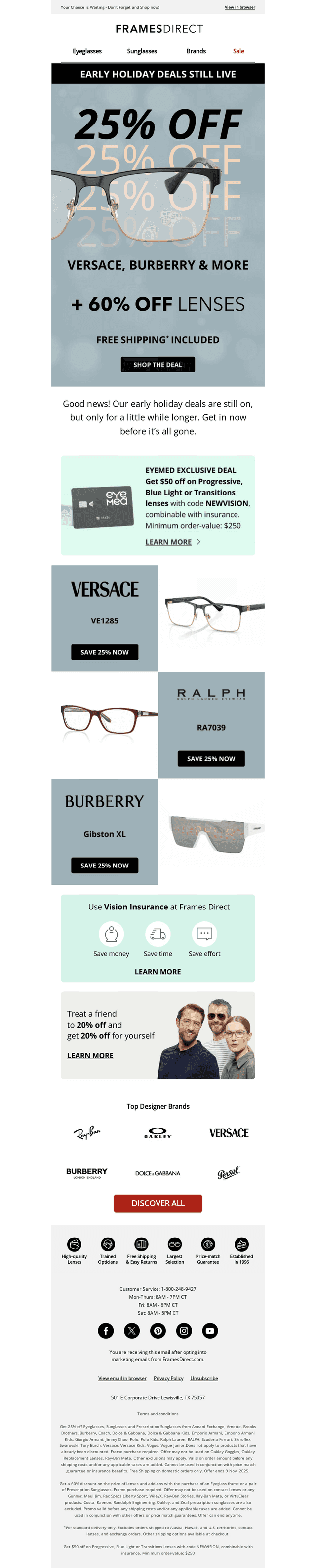 Sale’s still on: 25% off frames + 60% off lenses