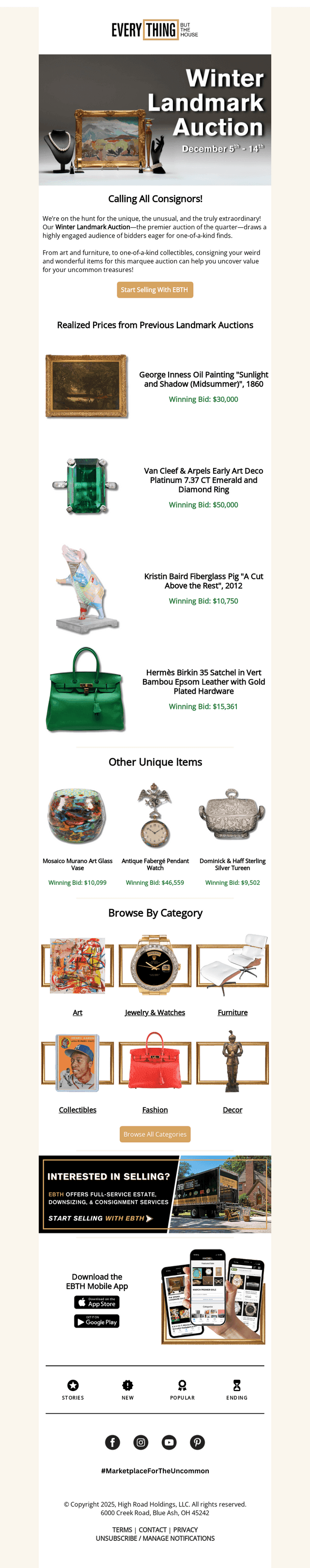 Everything But The House (EBTH) email from Mon, Nov 3, 2025