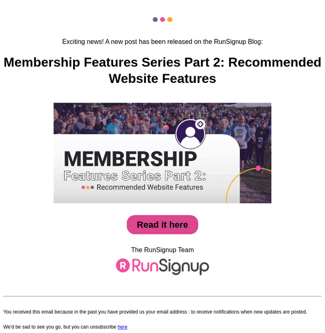 RunSignUp email from Mon, Nov 3, 2025