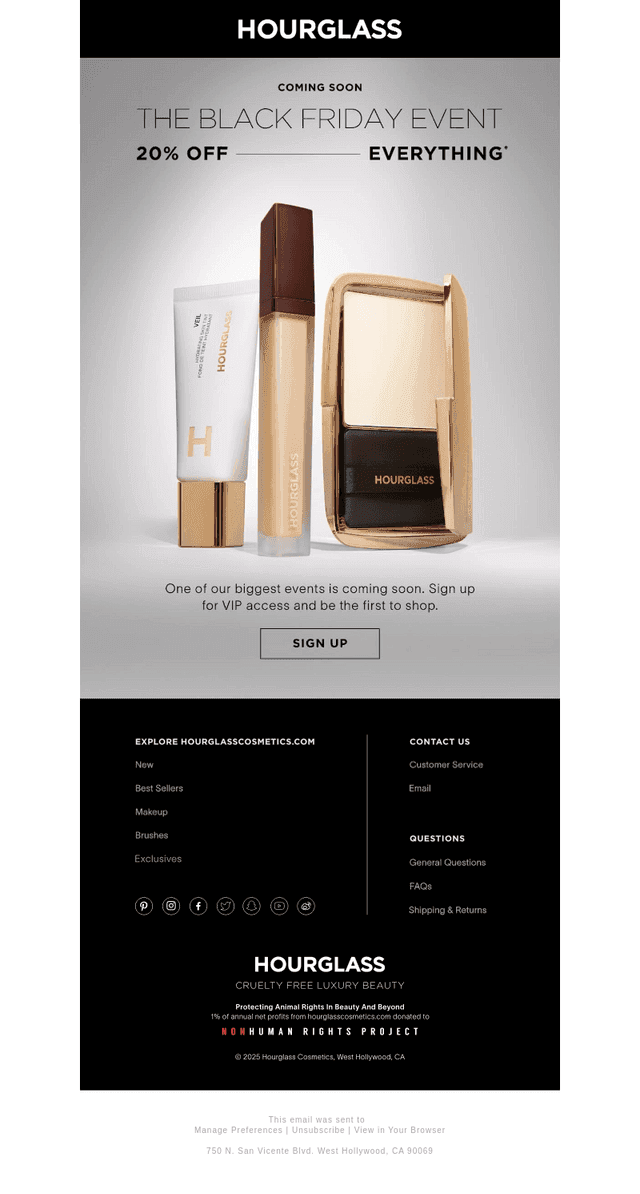 Hourglass Cosmetics email from Tue, Nov 4, 2025
