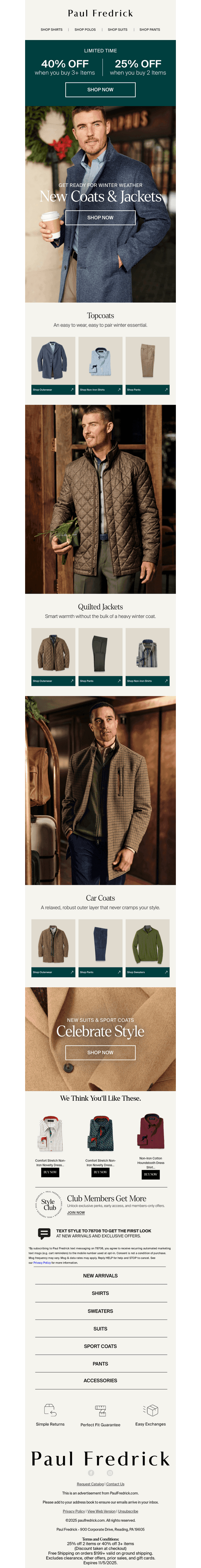 Distinctive outerwear is in the forecast.