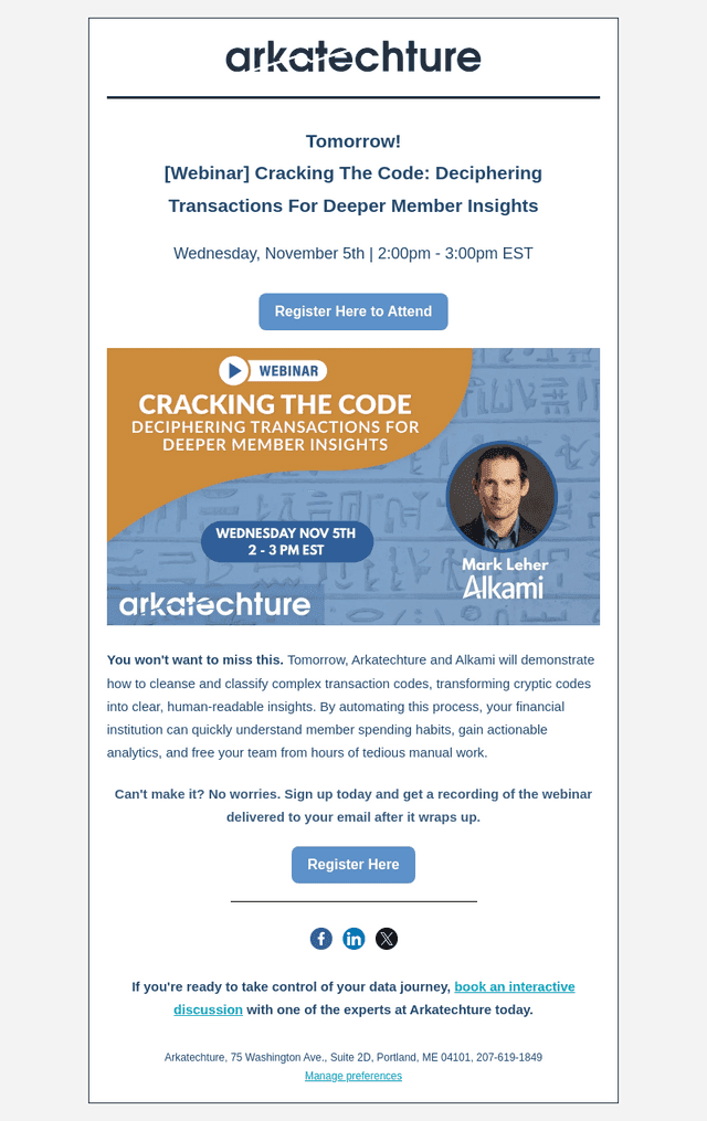 Arkatechture email from Tue, Nov 4, 2025
