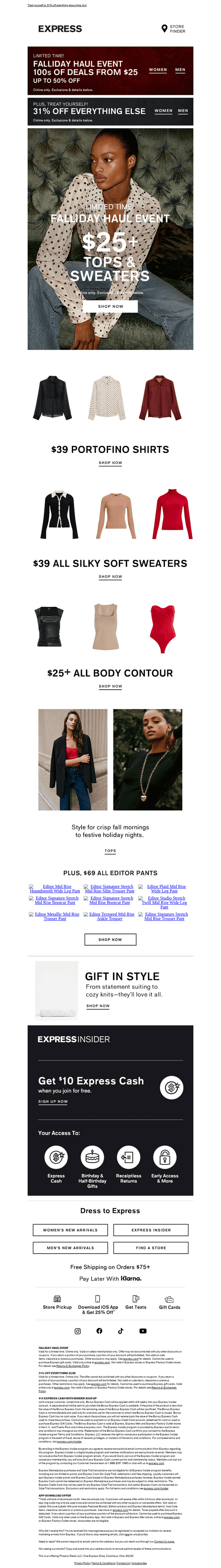 $25+ tops & sweaters at the Falliday Haul Event