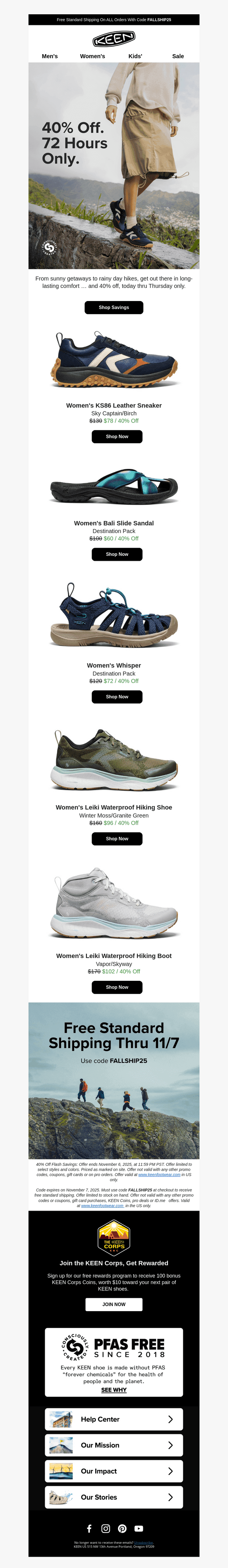 40% Off Select Women’s Styles