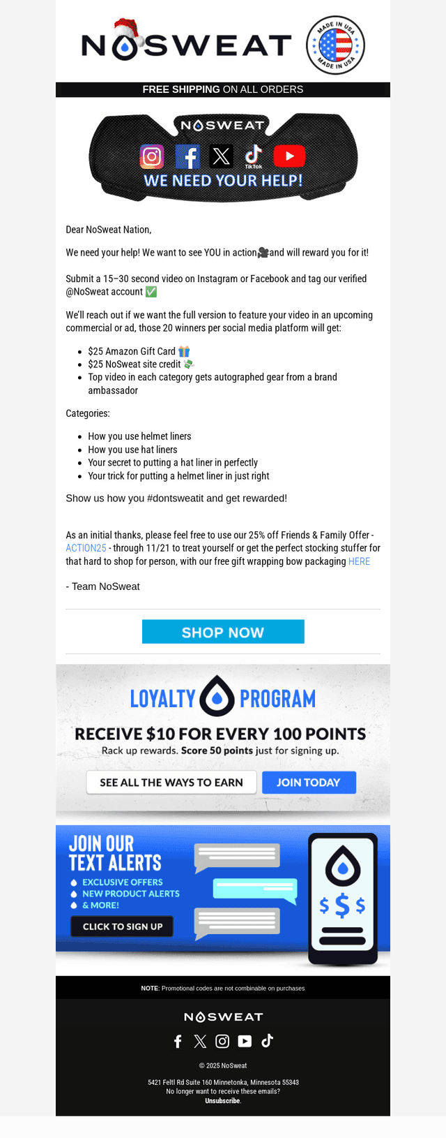 NoSweat email from Tue, Nov 4, 2025
