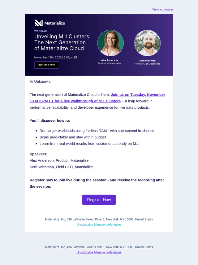 Unveiling M.1 Clusters — The Next Generation of Materialize Cloud [Webinar]