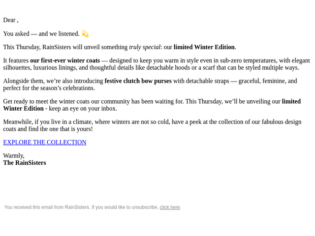 RainSisters email from Tue, Nov 4, 2025