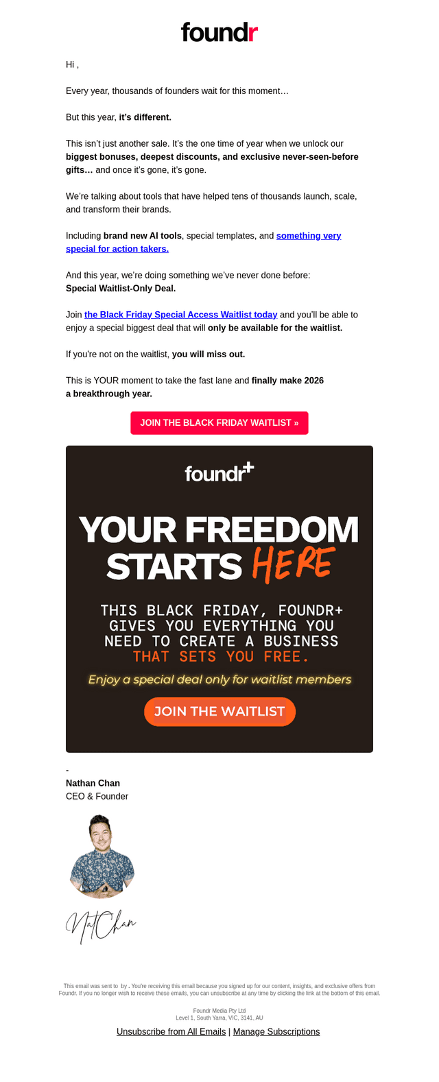 Foundr email from Tue, Nov 4, 2025