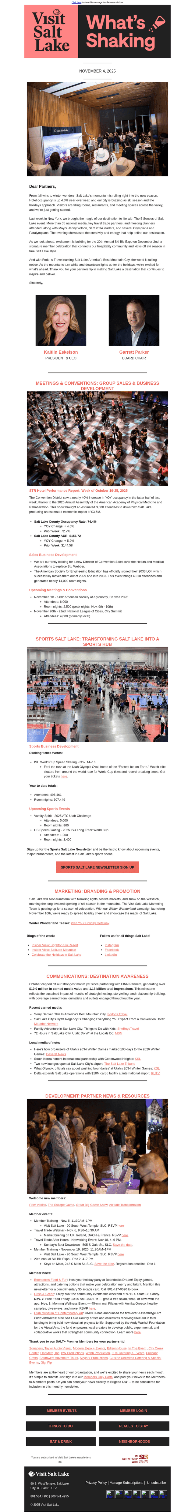 Visit Salt Lake email from Tue, Nov 4, 2025