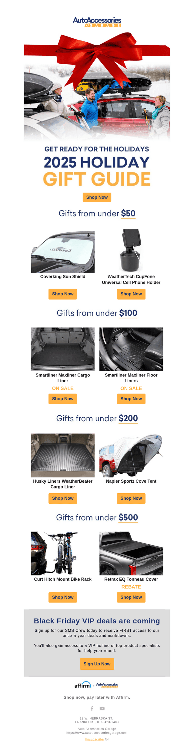 Auto Accessories Garage email from Wed, Nov 5, 2025