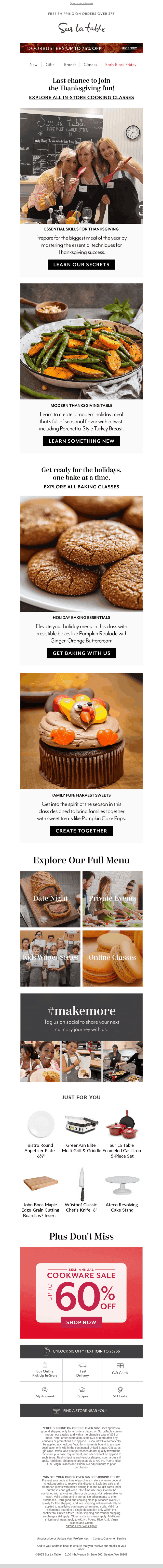 Sur La Table email from Wed, Nov 5, 2025