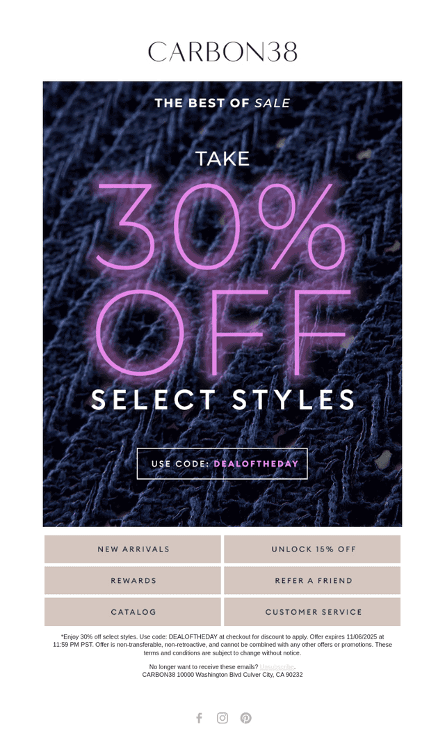 30% OFF Select Styles