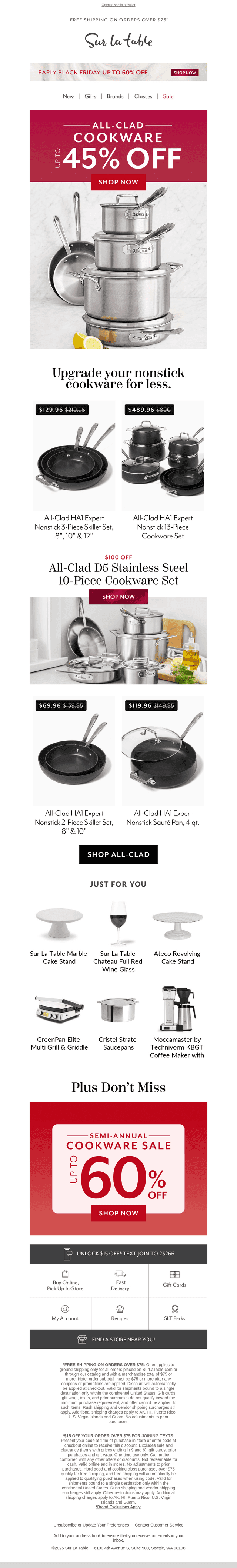 All-Clad Cookware up to 45% off!