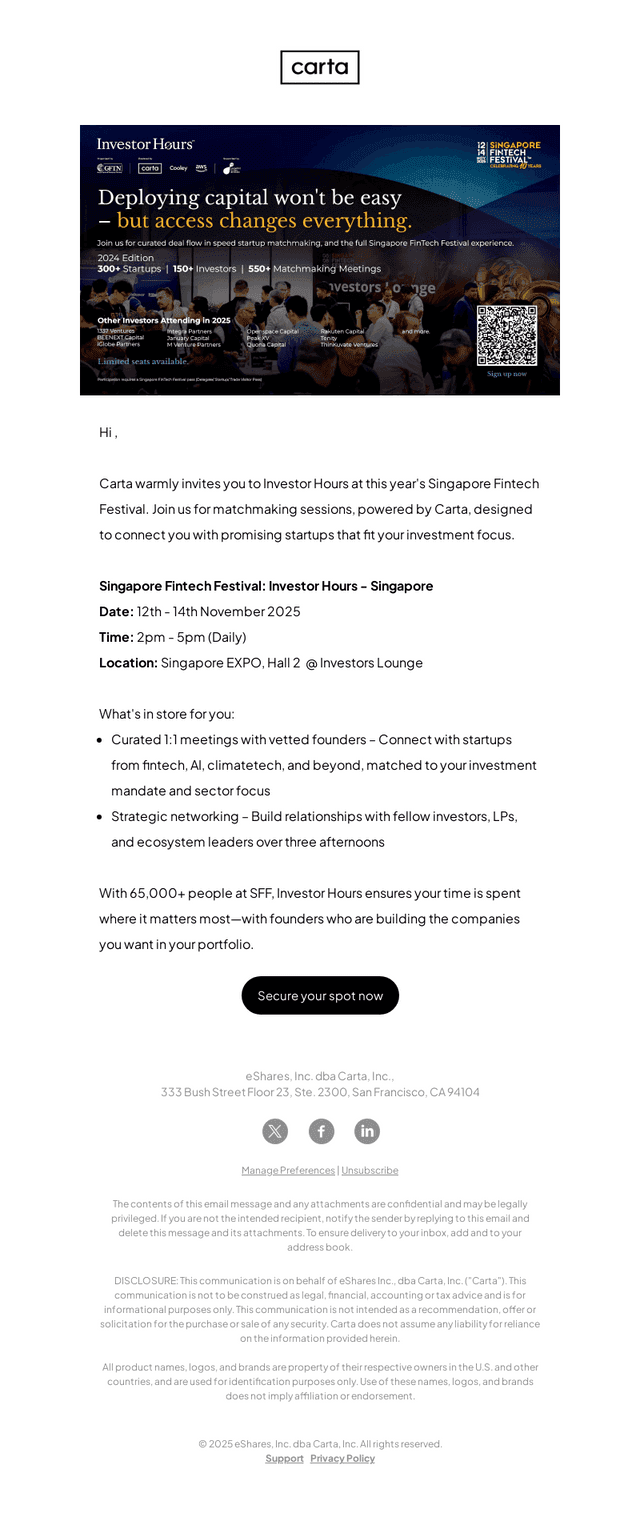 Carta email from Thu, Nov 6, 2025