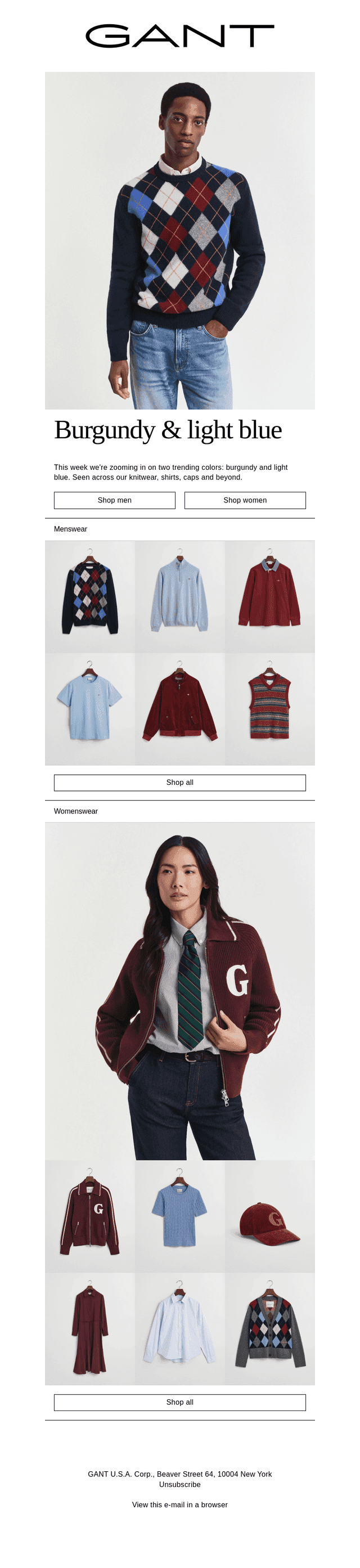 Color focus: Burgundy & light blue
