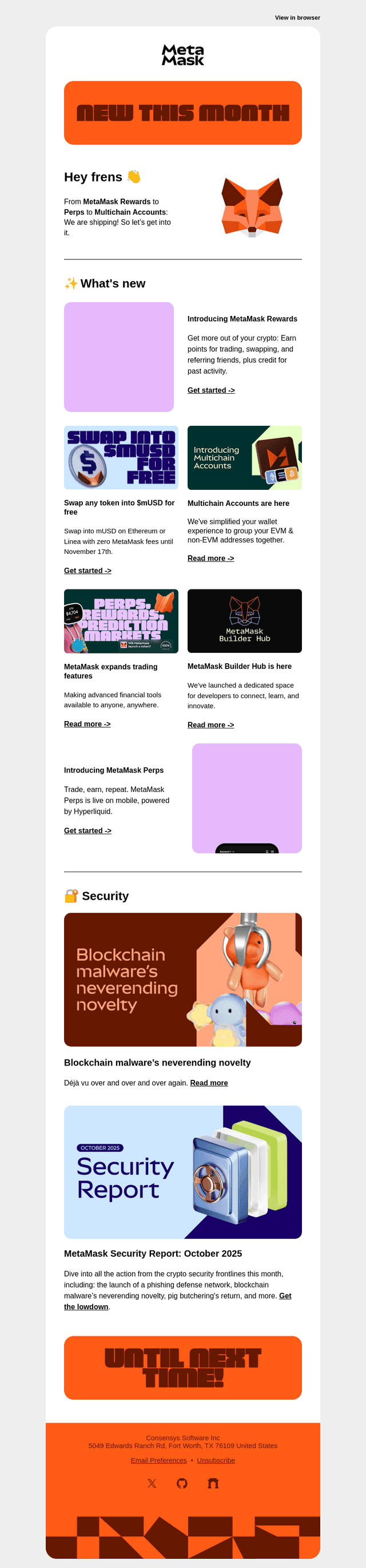 MetaMask email from Thu, Nov 6, 2025