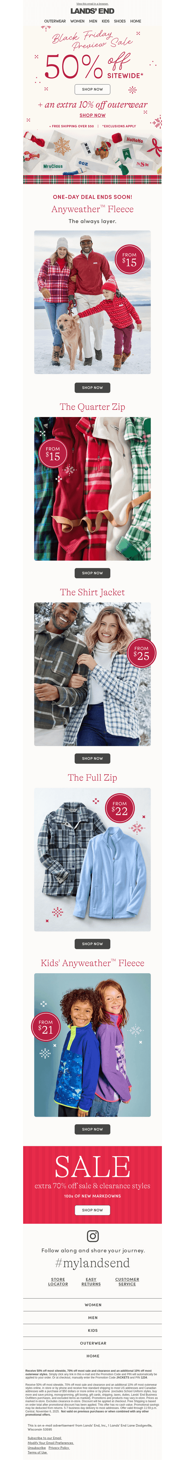 Lands' End email from Thu, Nov 6, 2025