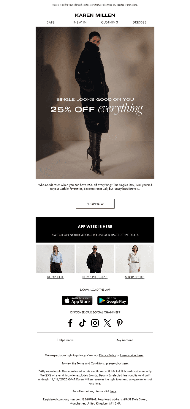 25% Off Everything for Singles Day