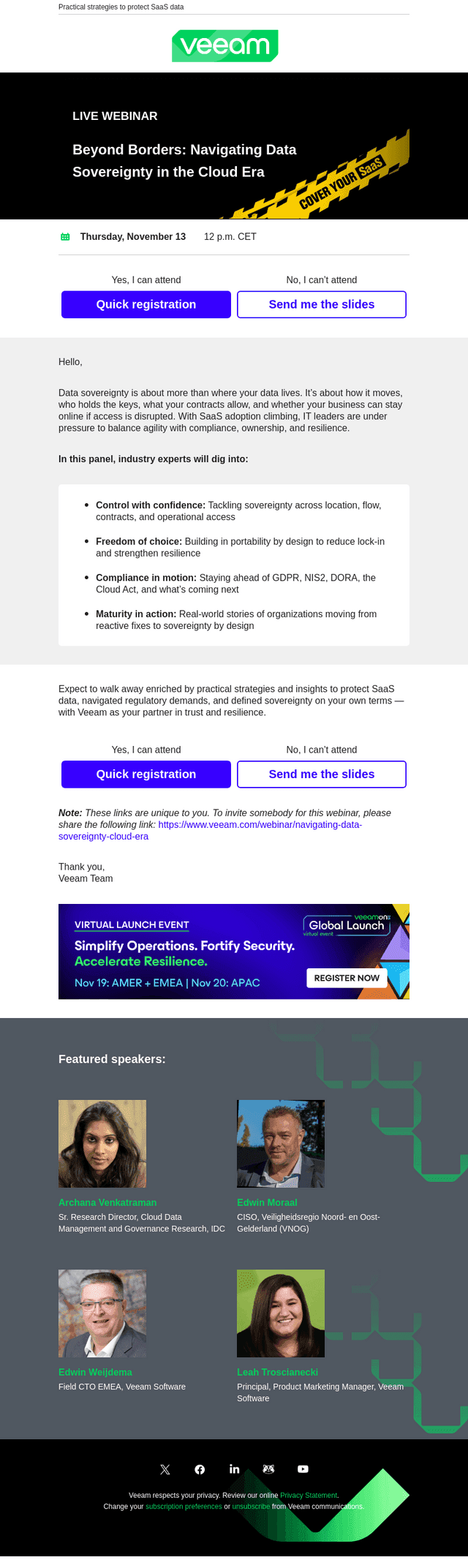 Veeam Software email from Fri, Nov 7, 2025