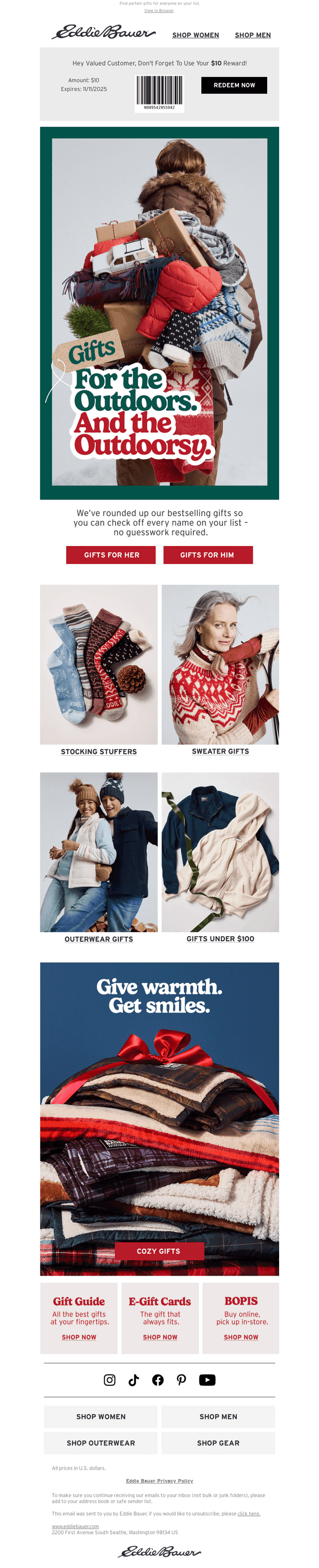 Eddie Bauer email from Fri, Nov 7, 2025