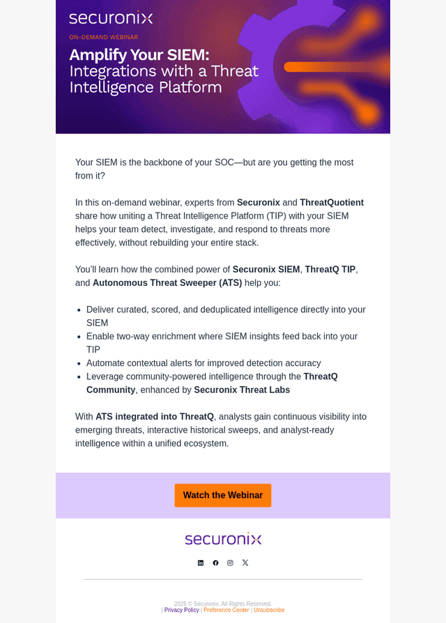 [WEBINAR] More Power from Your SIEM with Securonix + ThreatQuotient