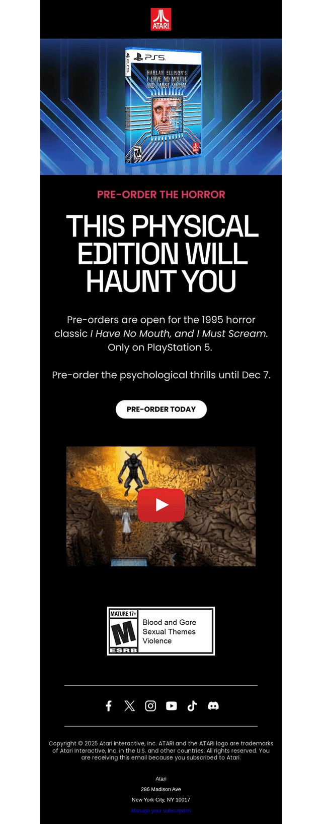 Atari email from Fri, Nov 7, 2025
