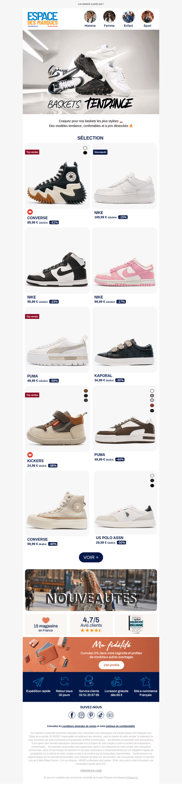 Vos baskets de grandes marques à petits prix ! 👉