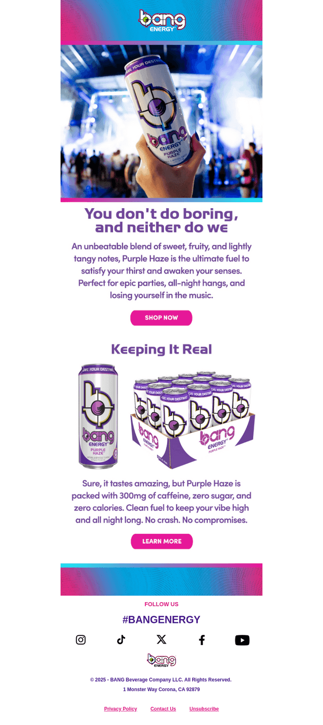 Bang Energy email from Fri, Nov 7, 2025