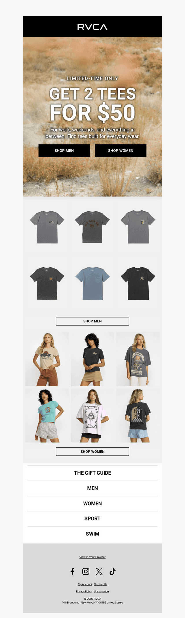 2 Tees for $50. Limited Time Only.