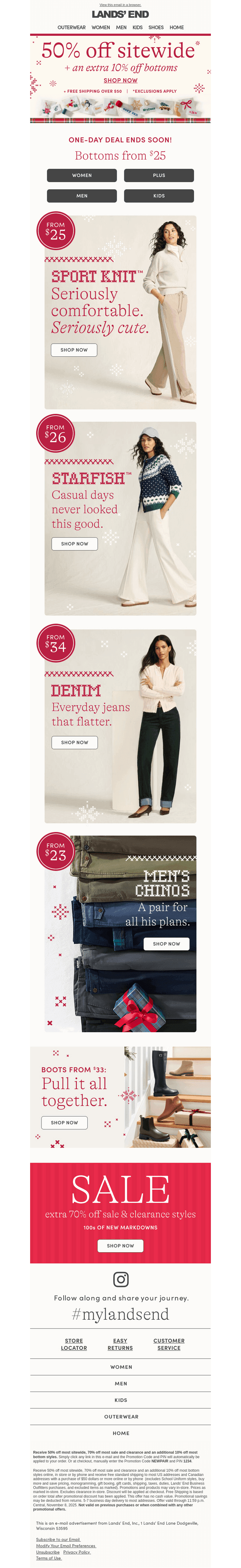 No gift wrap needed: 50% off + extra 10% off pants