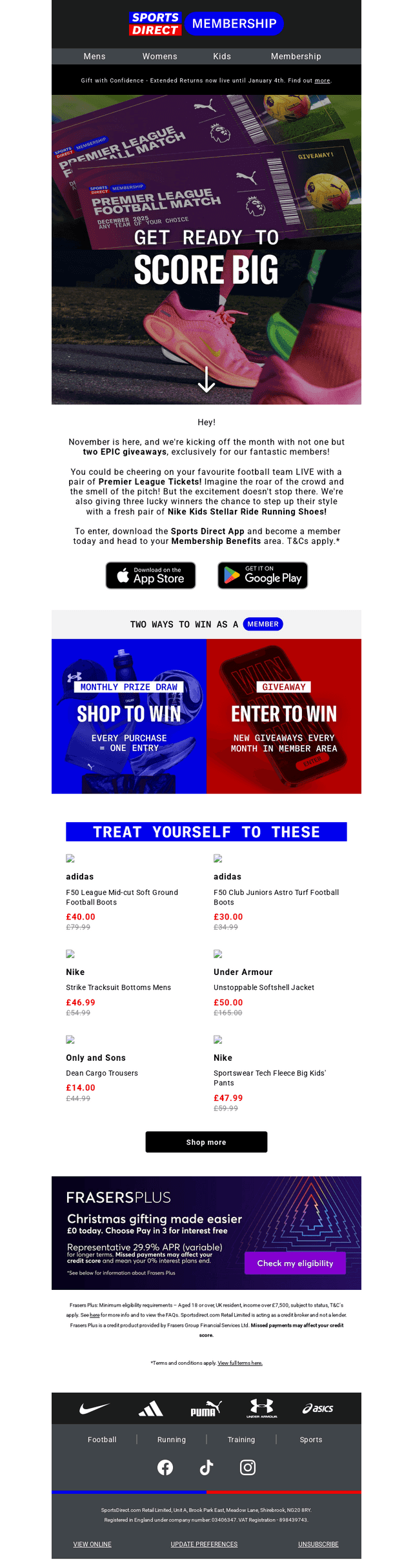 Sports Direct email from Sun, Nov 9, 2025
