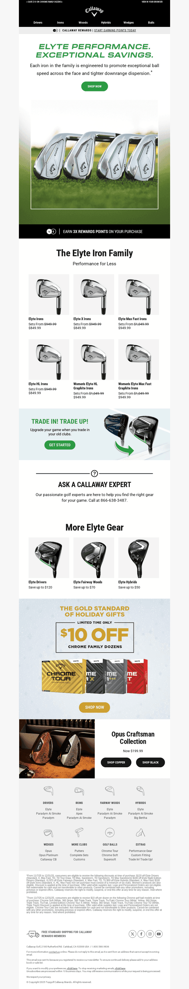 Callaway Golf email from Sun, Nov 9, 2025