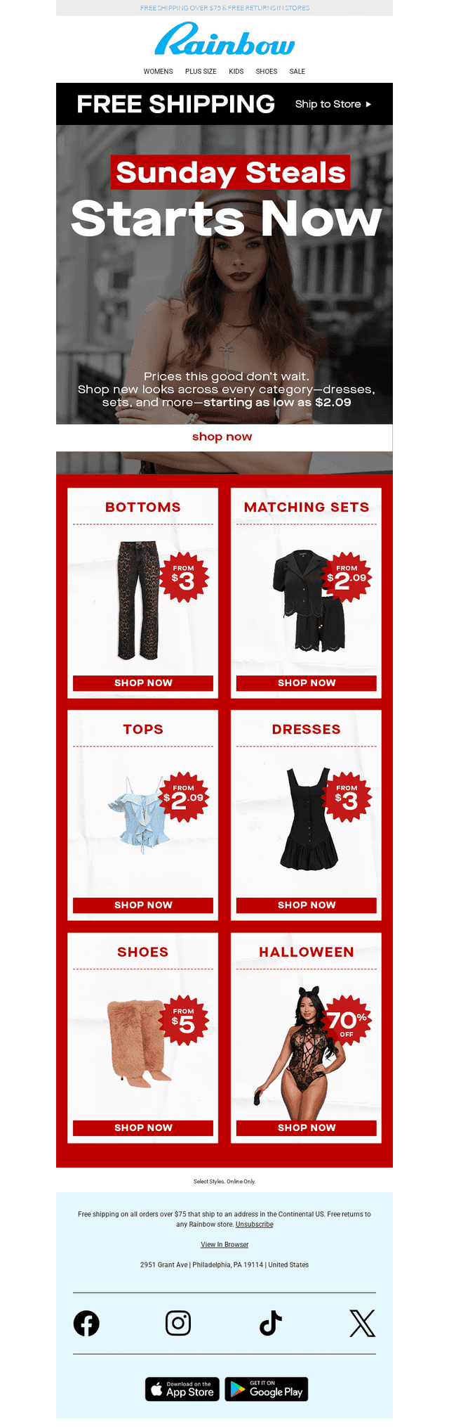 Sunday Steals Start at $2.09