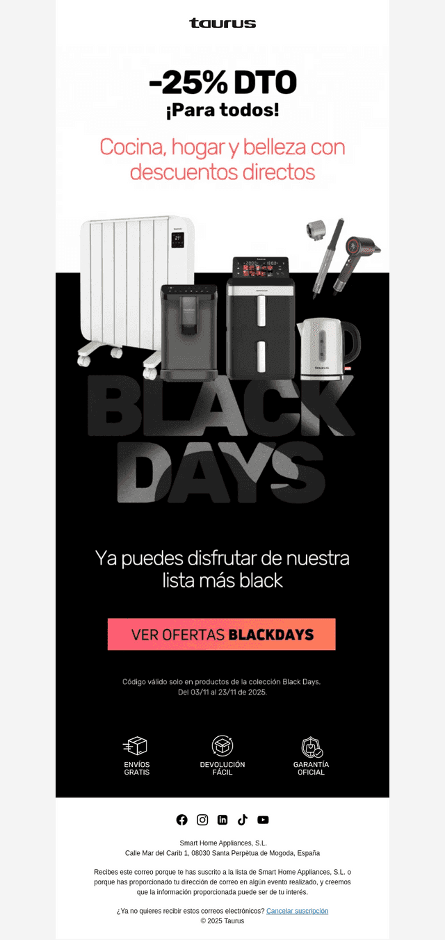 🖤 ¡Comienza ya! BLACK DAYS con -25%