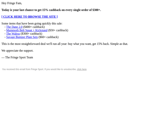 15% Cashback Ends Today